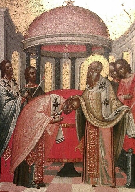 Λεπτομέρεια από το βίο  του Αγίου Νικολάου, έργο Αγγέλου (Λεπτομέρεια από την χειροτονία του), Μουσείο Μπενάκη